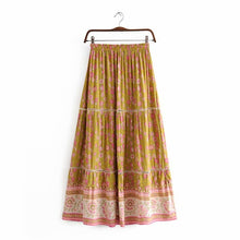 Load image into Gallery viewer, Boho Skirt, Maxi Skirt, Yellow Wild Flower
