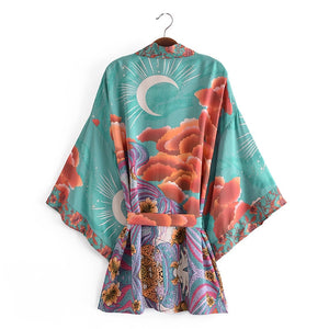 Star And Moon  ,Bohemian  kimono, Boho Cover-ups