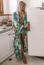 Load image into Gallery viewer, Boho Cover-ups, Kimono Robe,Green Crane Floral
