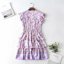 Load image into Gallery viewer, Mini Dress, Boho Dress,Purple Floral Print
