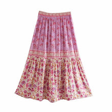 Load image into Gallery viewer, Pink Floral Printed,Midi Skirt,Boho Skirt
