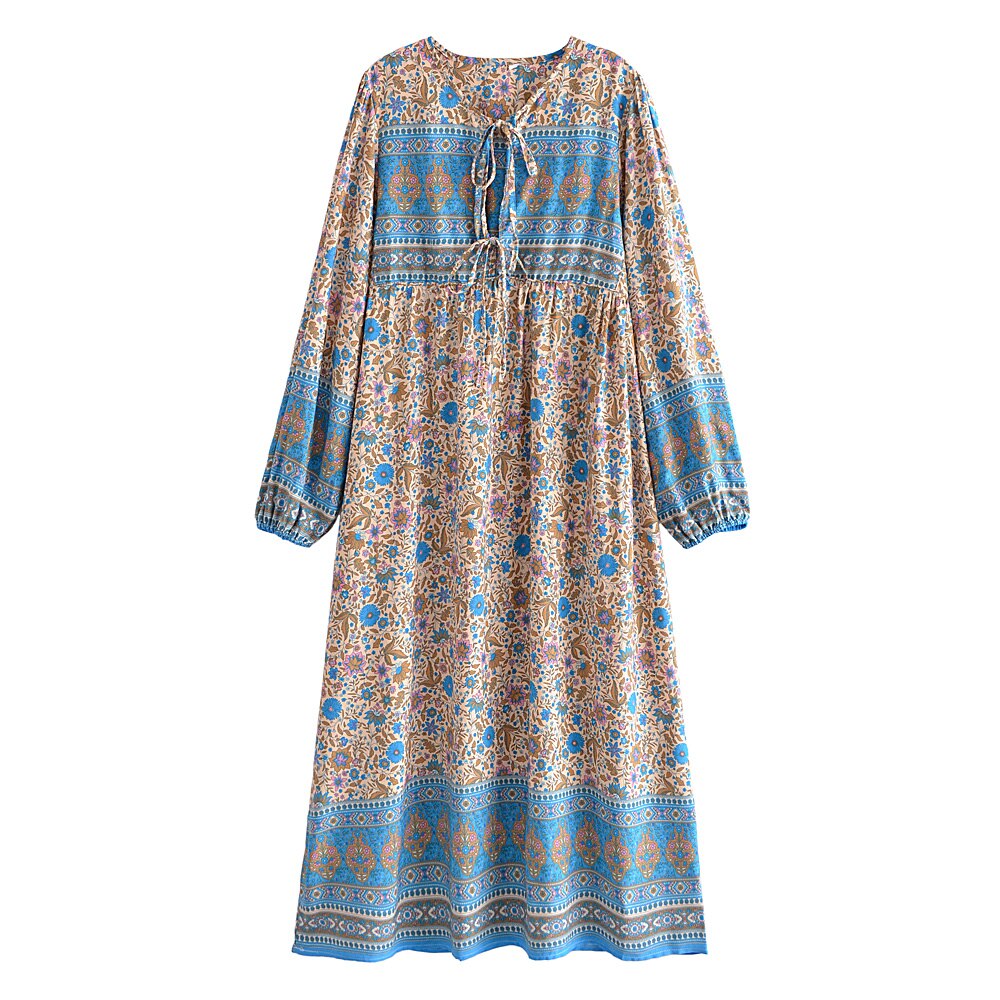 Multi Floral Print,Bohemian Maxi Dress Robe,Boho Dresses