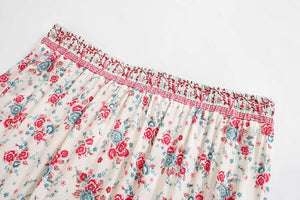 Pink Floral Printed,Midi Skirt,Boho Skirt