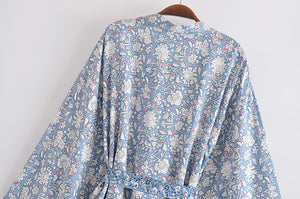 Floral print ,Bohemian Cover-ups ,Boho short robe Kimono