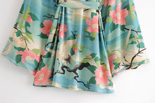 Load image into Gallery viewer, Boho Robe,Short Kimono ,Crane Floral Print
