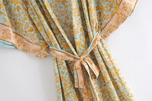 Load image into Gallery viewer, Golden floral print ,Boho Kimono robe cover-ups
