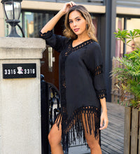 Load image into Gallery viewer, Hollow Out Backless, Bohemian Mini Dress, Boho Cover-ups
