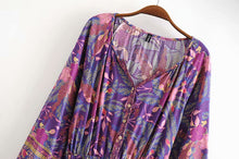 Load image into Gallery viewer, Mini Dress, Boho Dress,Purple Floral Print
