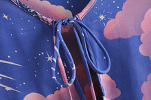 Load image into Gallery viewer, Star and Moon Print Boho Dress,Bohemian Maxi Sundress
