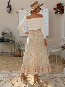 Beach Bohemian Skirts,Maxi  A-Line Boho Skirt