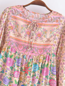 Vintage Pink Floral ,Boho Blouses,Bohemian Shirts