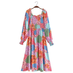 Bohemian Midi Dress,Long Sleeve Dresses