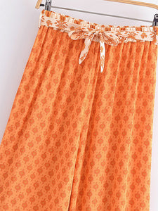 Bohemian Wide Leg Pants  ,Boho Long Pants