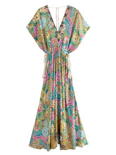 Load image into Gallery viewer, Boho Maxi Dresses, Bohemian Dress, Peacock Floral
