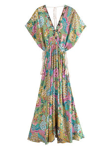 Boho Maxi Dresses, Bohemian Dress, Peacock Floral