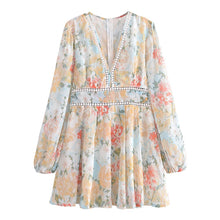 Load image into Gallery viewer, Floral Print Chiffon,  Bohemian Dress,  Sexy  Boho Mini Dresses
