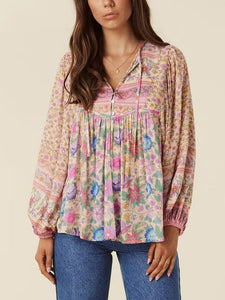 Vintage Pink Floral ,Boho Blouses,Bohemian Shirts