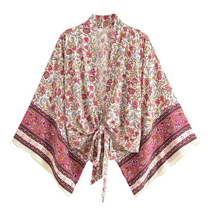 Boho Kimono ,Short Robe ,Bikini Cover Ups