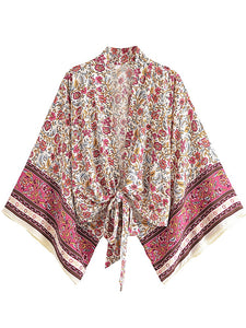 Boho Kimono ,Short Robe ,Bikini Cover Ups