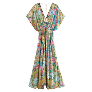 Boho Maxi Dresses, Bohemian Dress, Peacock Floral